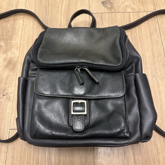 Mini black leather backpack - Picture 2 of 13